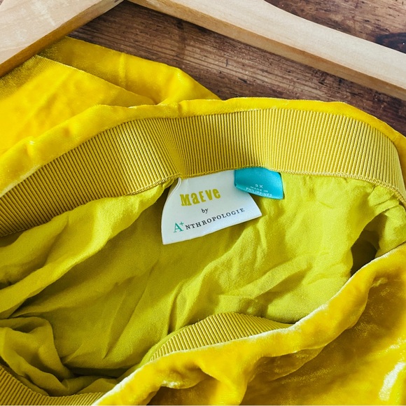 Maeve x Anthropologie Kelly Velvet Yellow Gold Midi Skirt - Picture 6 of 7